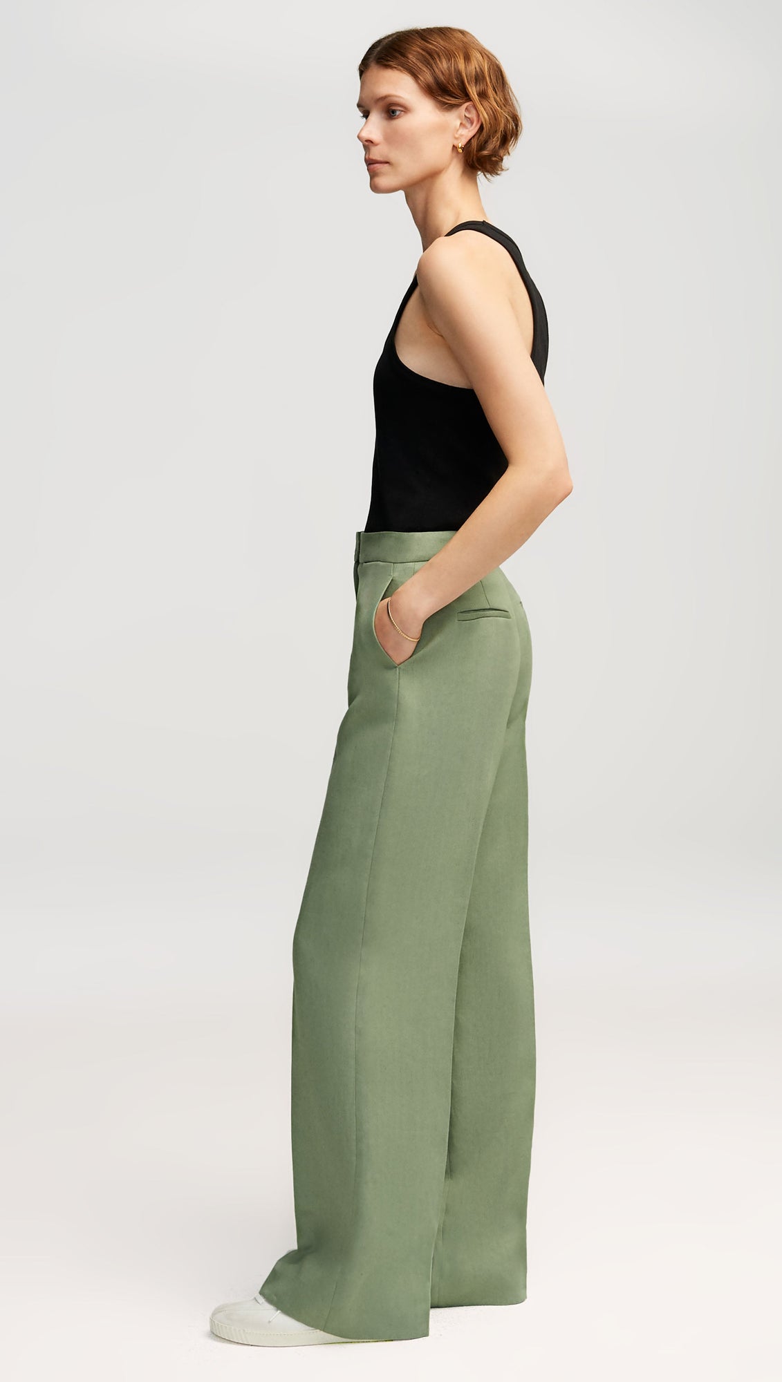 Wide Leg Trouser in Linen | Sage