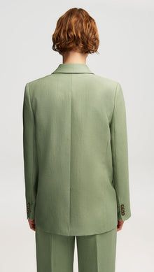 Peak Lapel Blazer in Linen | Sage