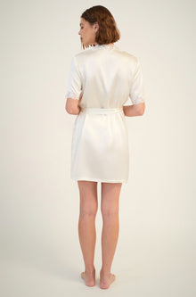 GINIA Silk Gown With Lace - Creme