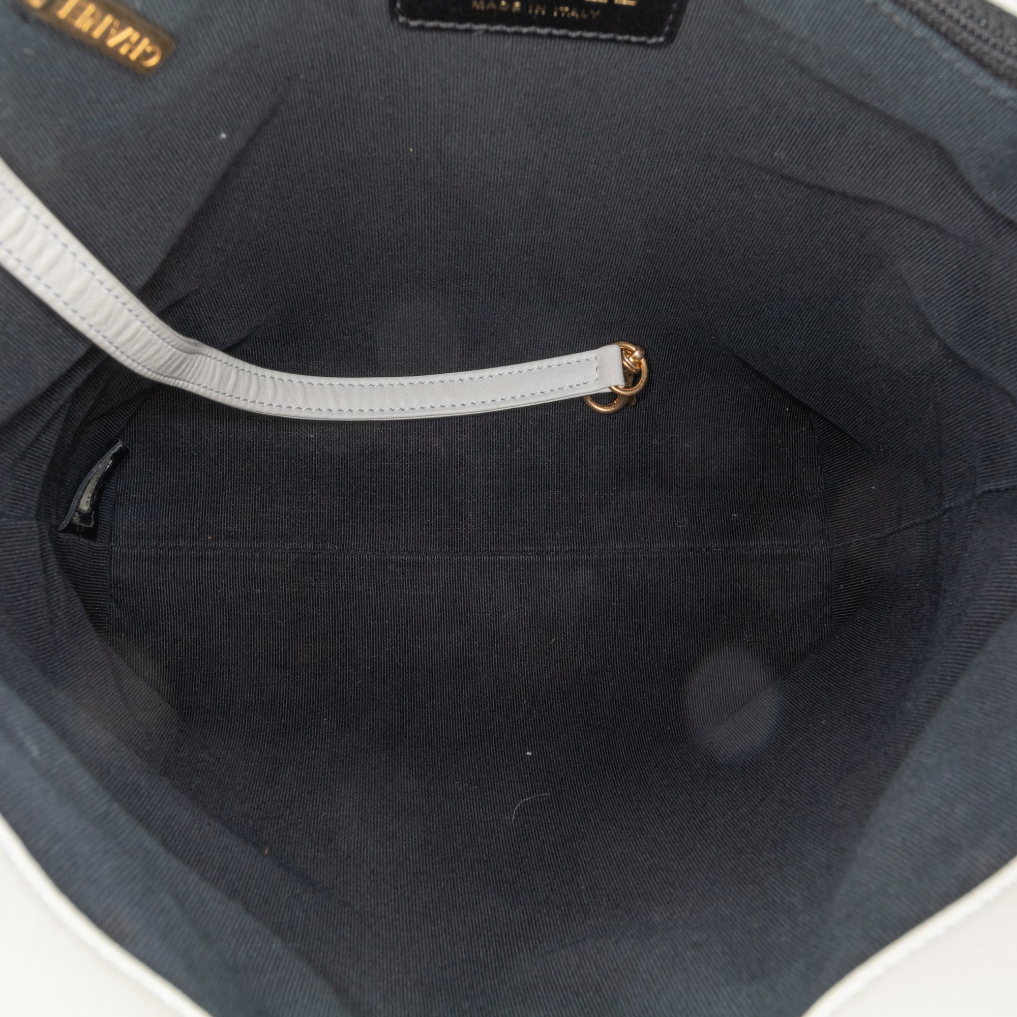 Chanel | Pre-Owned Quilted Calfskin CC Lock Chain Shopping Tote | White/Ivory