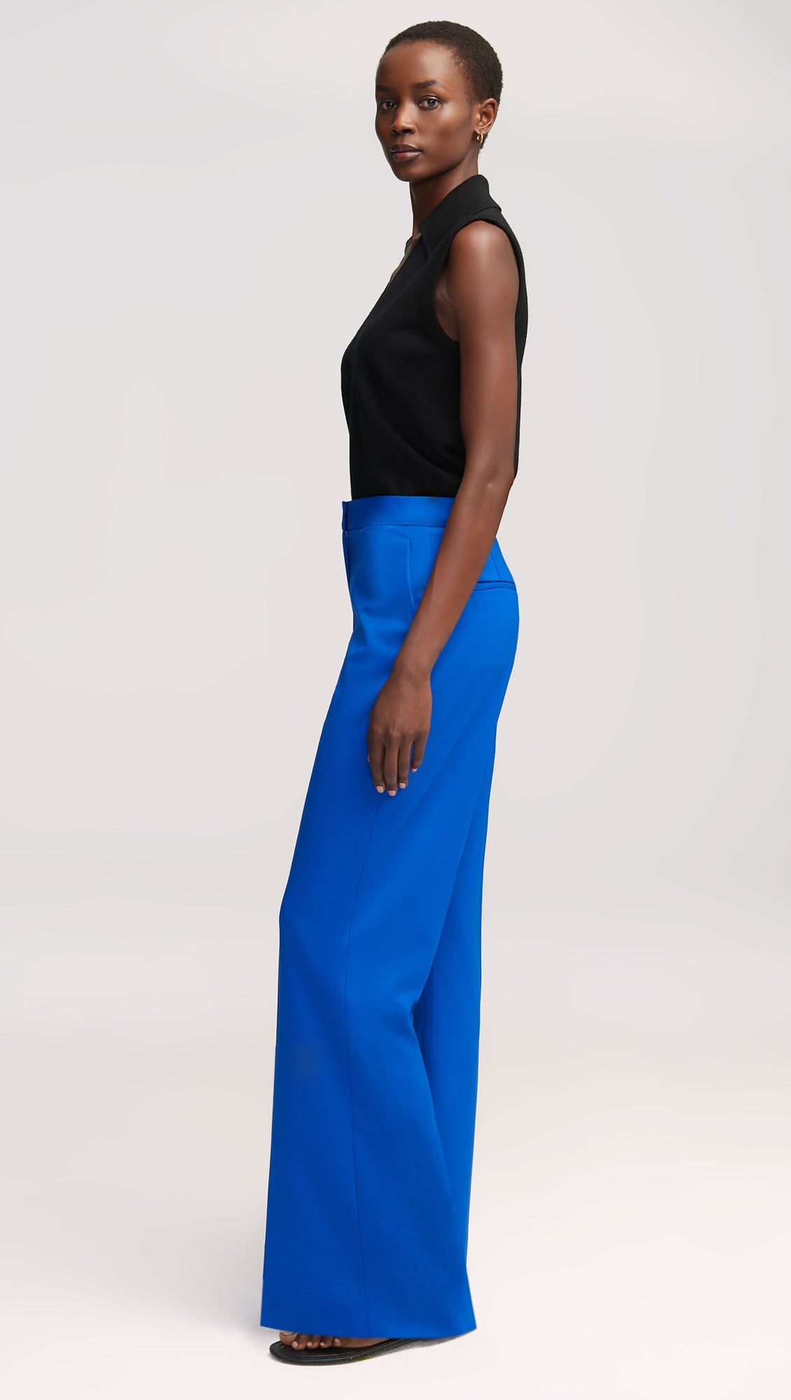 Wide Leg Trouser in Seasonless Wool | Royal Blue