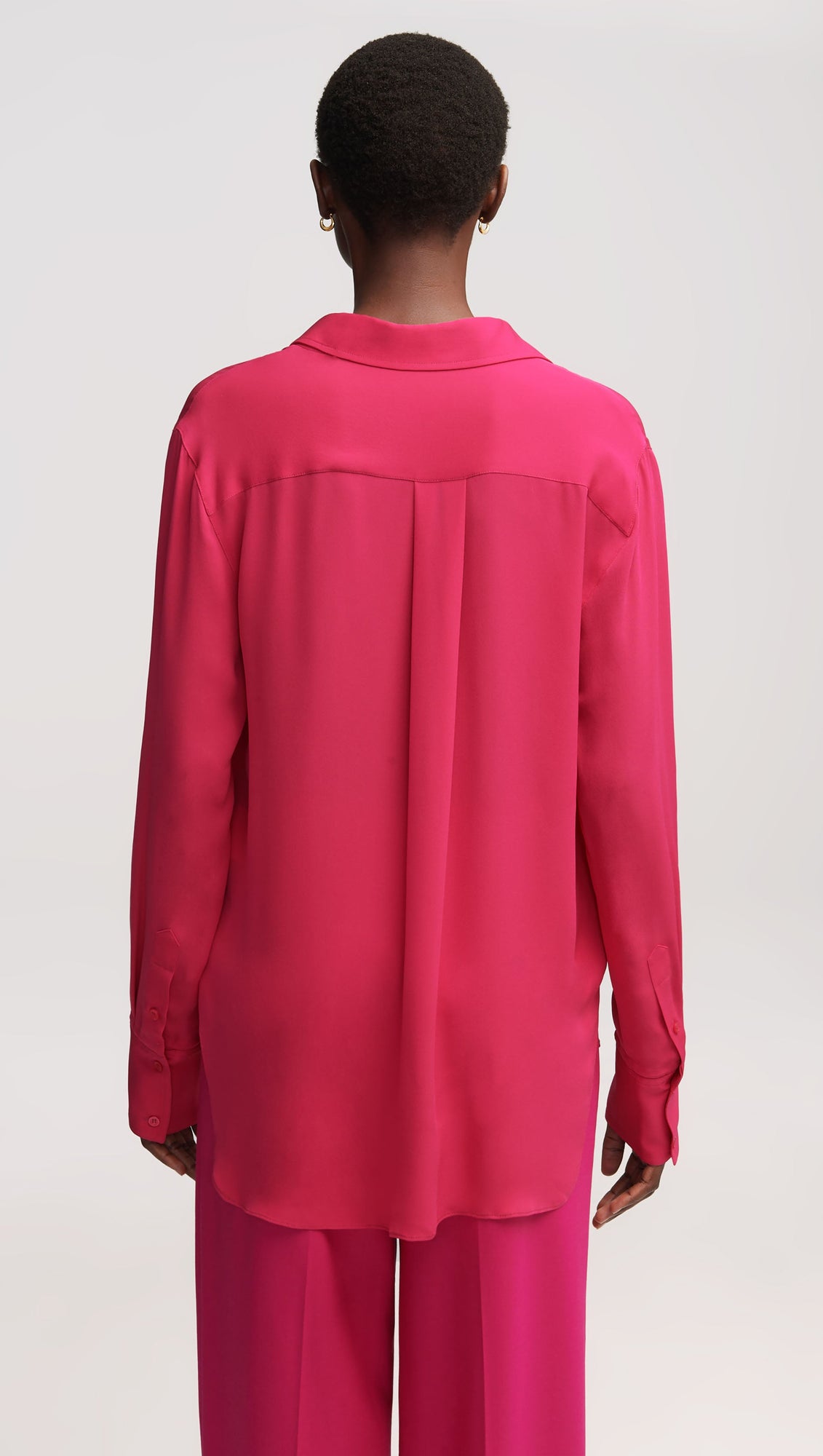 Slim Blouse in Double Georgette | Fuchsia