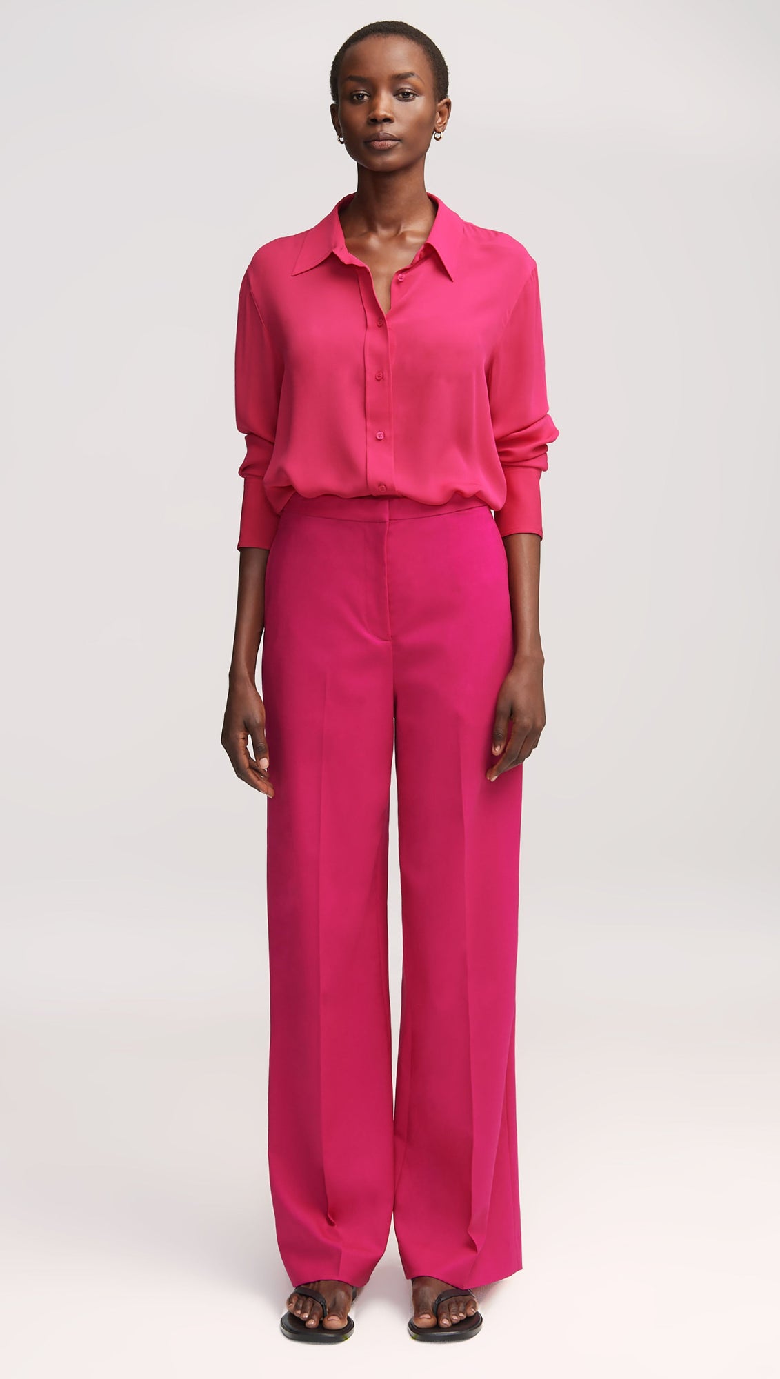 Slim Blouse in Double Georgette | Fuchsia