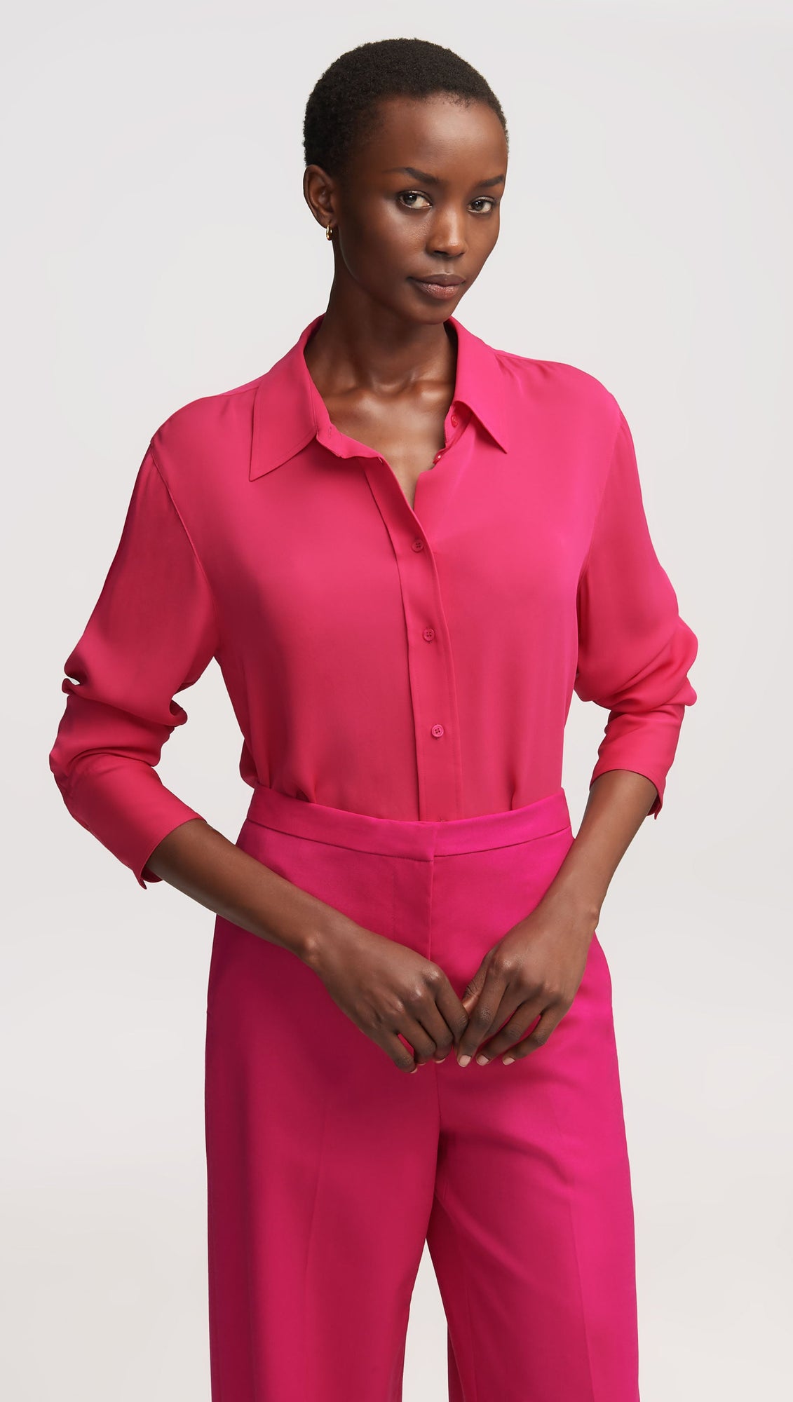 Slim Blouse in Double Georgette | Fuchsia