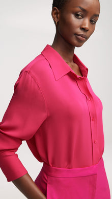 Slim Blouse in Double Georgette | Fuchsia