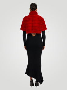 Mink Fur Bolero With Cropped Sleeves | Women | Cherry Red