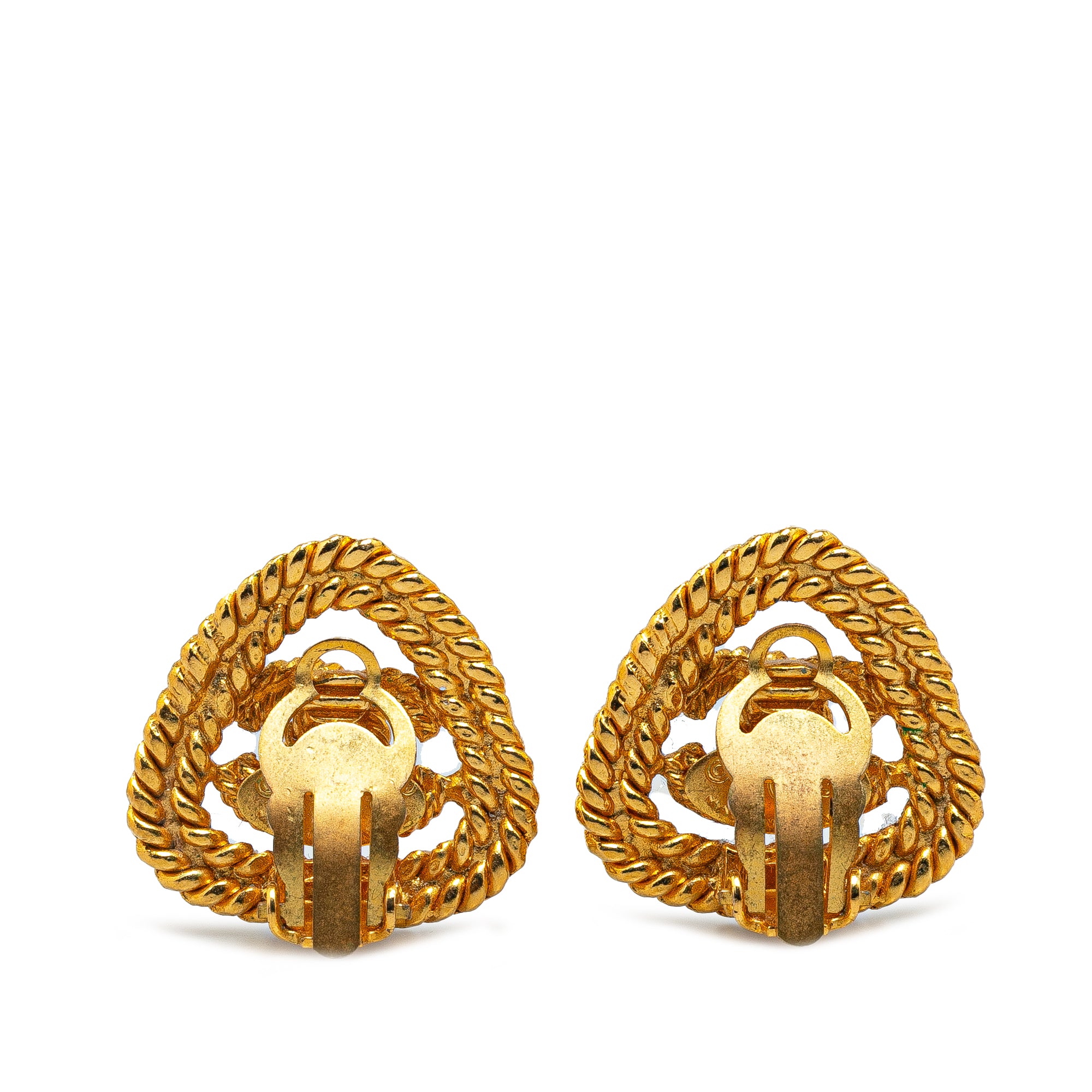 Chanel Pre-Owned Gold Plated CC Triangle Rope Clip On Earrings | Women | Gold (V1)