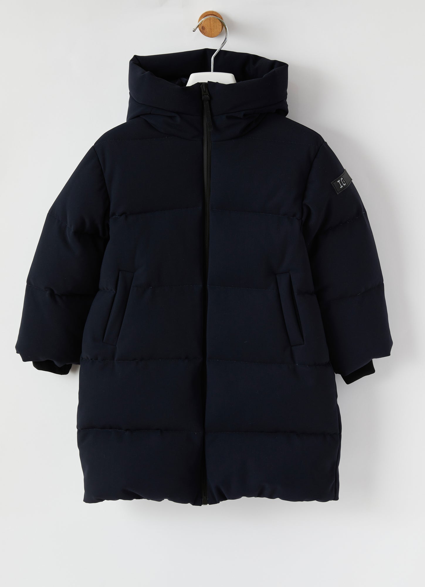 Long Down Jacket Made Of Sensitive Fabric | Deep Blue