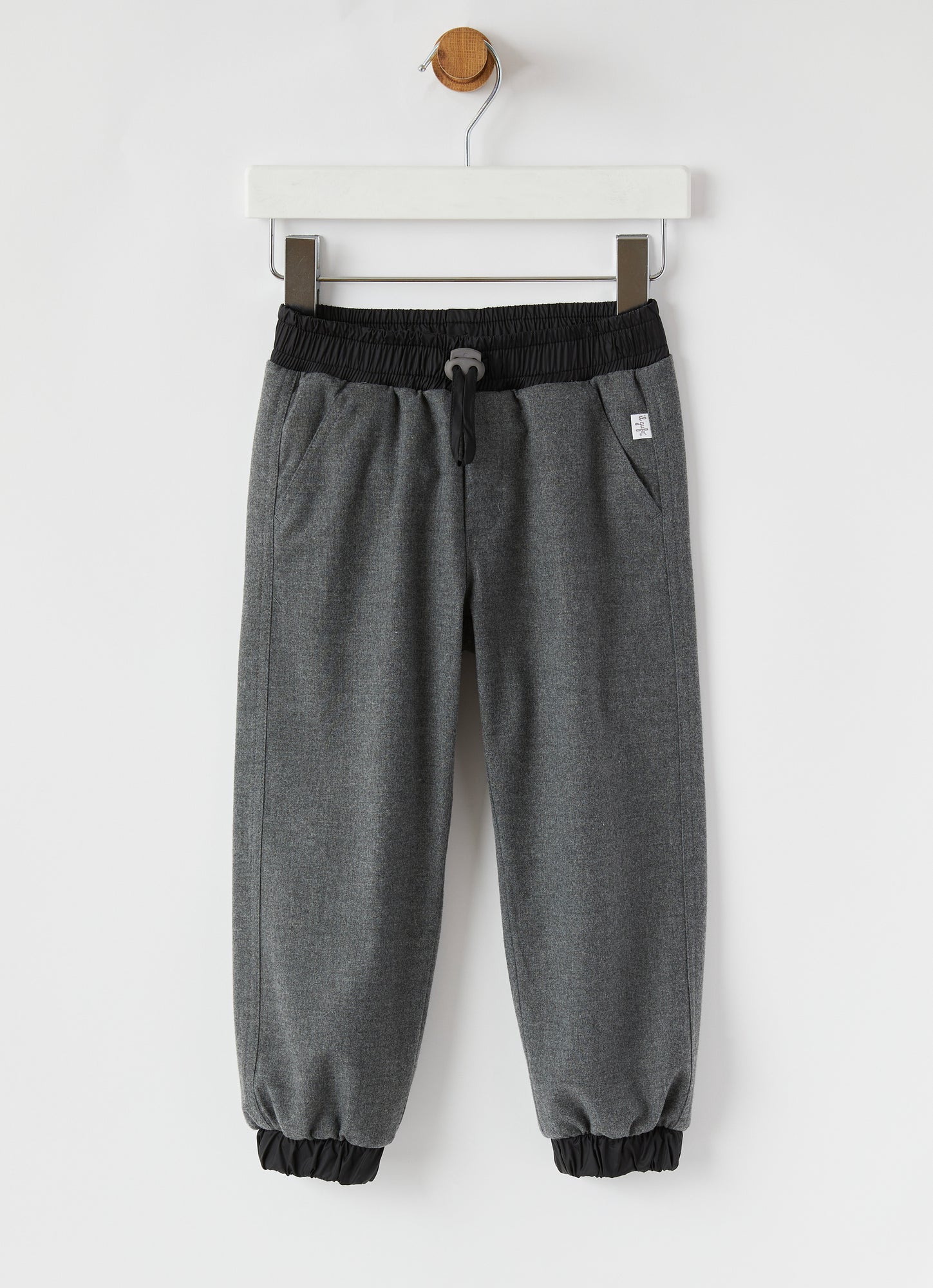 Techno-Wool Trousers with Technical Details | Grey/Black
