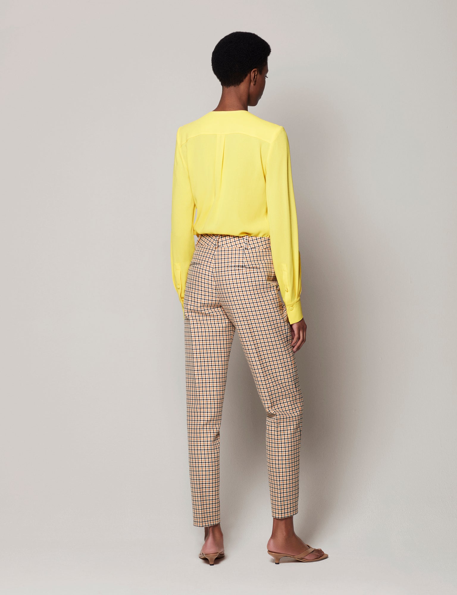 Women | Flat Front Trouser | Tan Multi