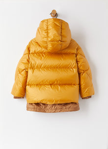 Down Jacket with Contrast Details | Ochre Yellow/Acorn