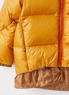 Down Jacket with Contrast Details | Ochre Yellow/Acorn