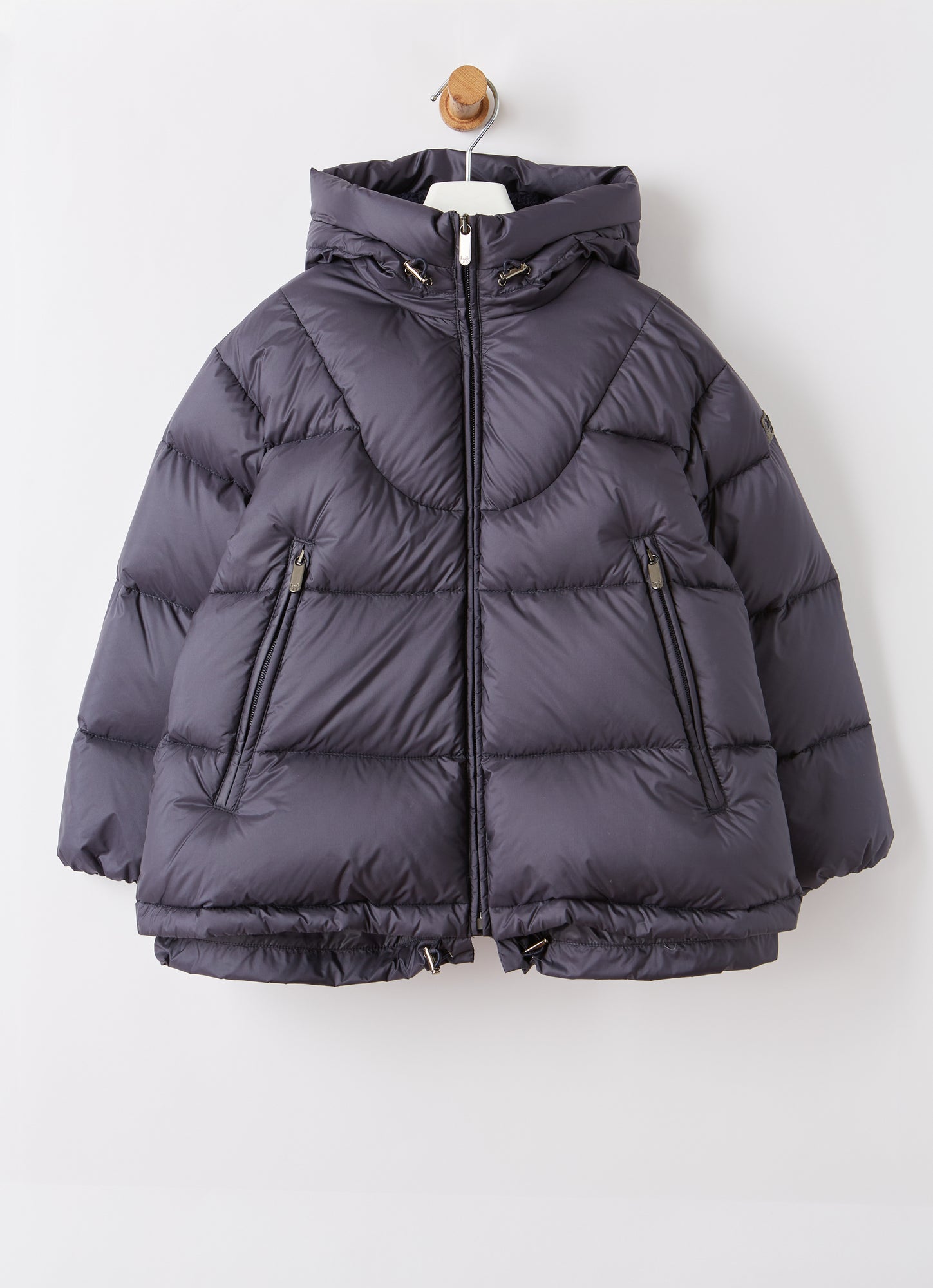 Short Down Jacket with Teddy Fleece Hood | Blue
