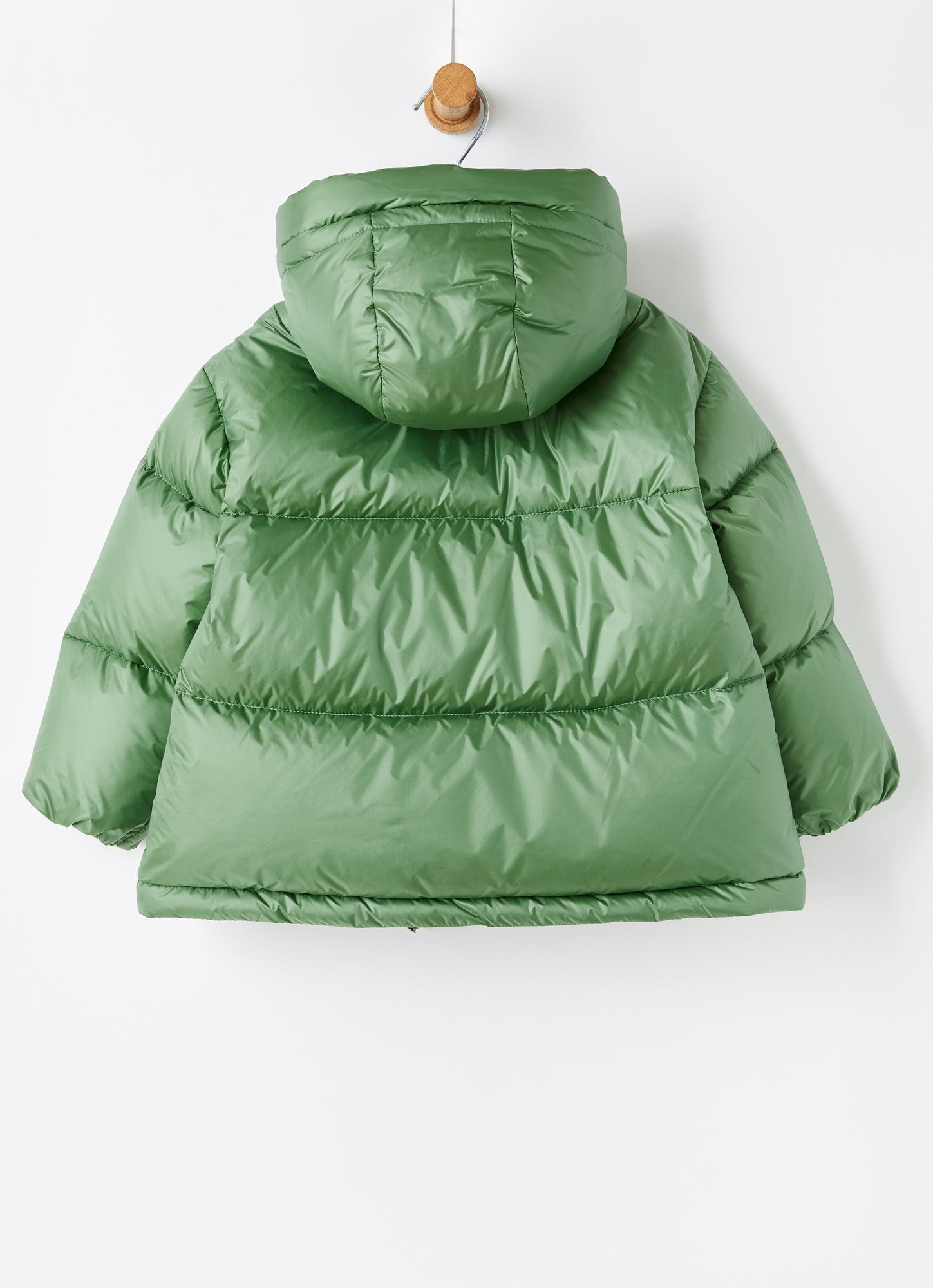 Short Down Jacket with Teddy Fleece Hood | Dragon Green/Blue