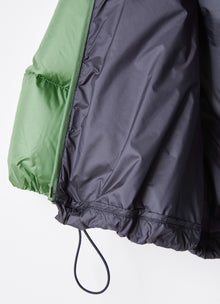 Short Down Jacket with Teddy Fleece Hood | Dragon Green/Blue
