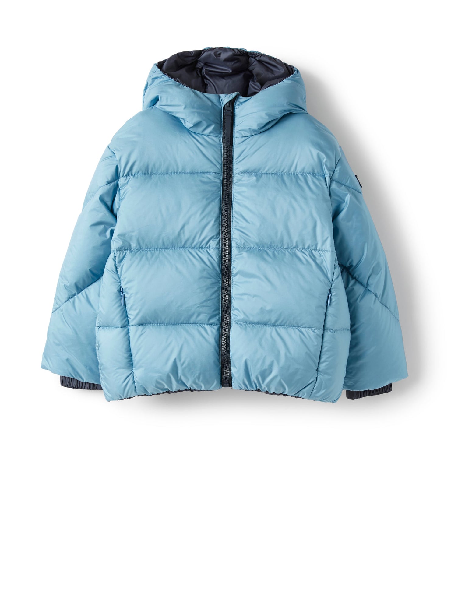 Short Down Jacket with Contrasting Details | Turchese/Blue