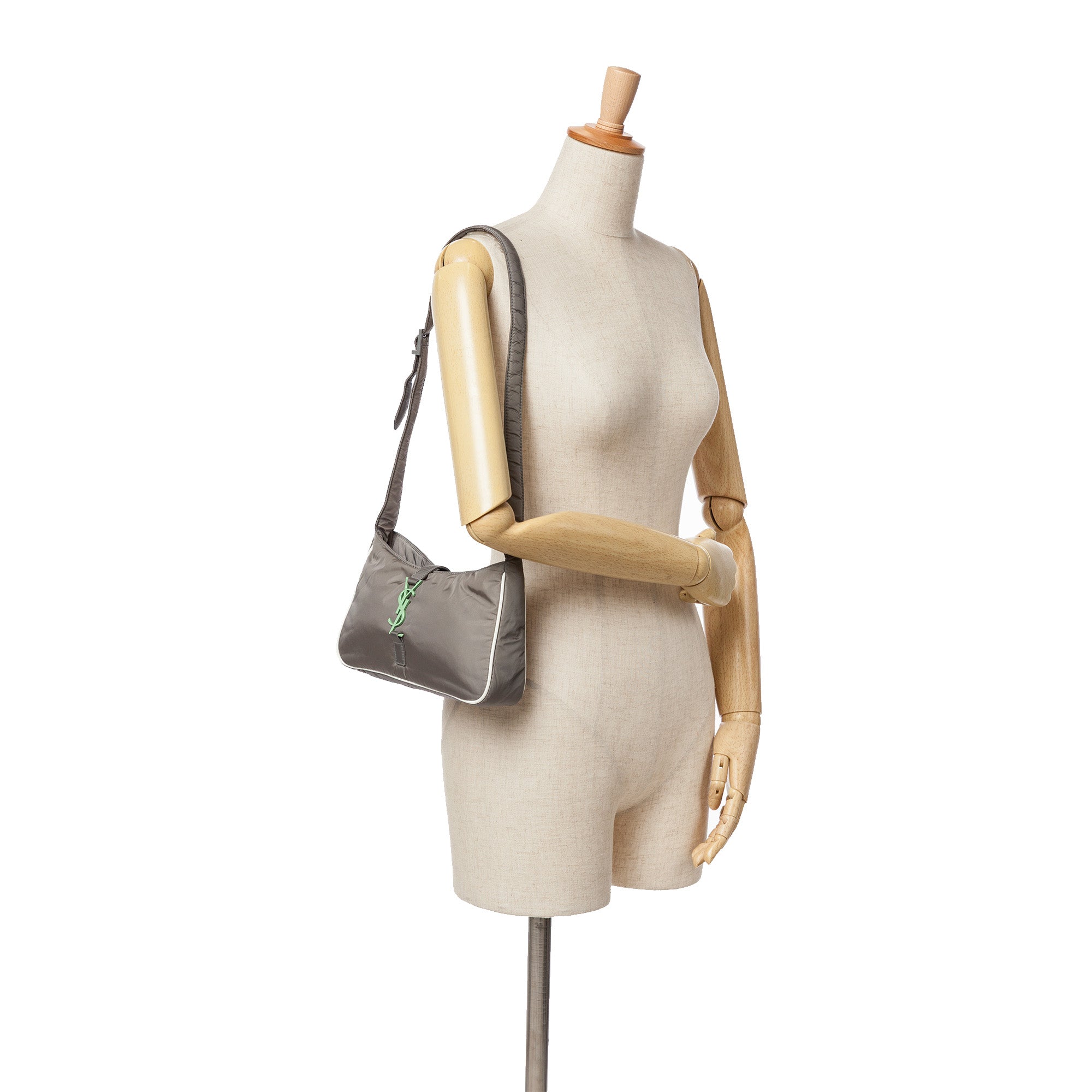 Saint Laurent | Pre-Owned Nylon Le 5 A 7 Shoulder Bag | Gray