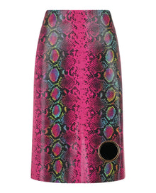 Versace | Python-Print Leather Midi Skirt