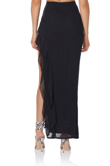 Sal Maxi Skirt -Power Mesh | Noir