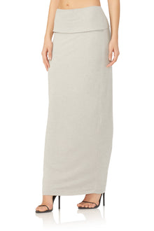 women's maxi skirt with fold over at the waist in heather grey