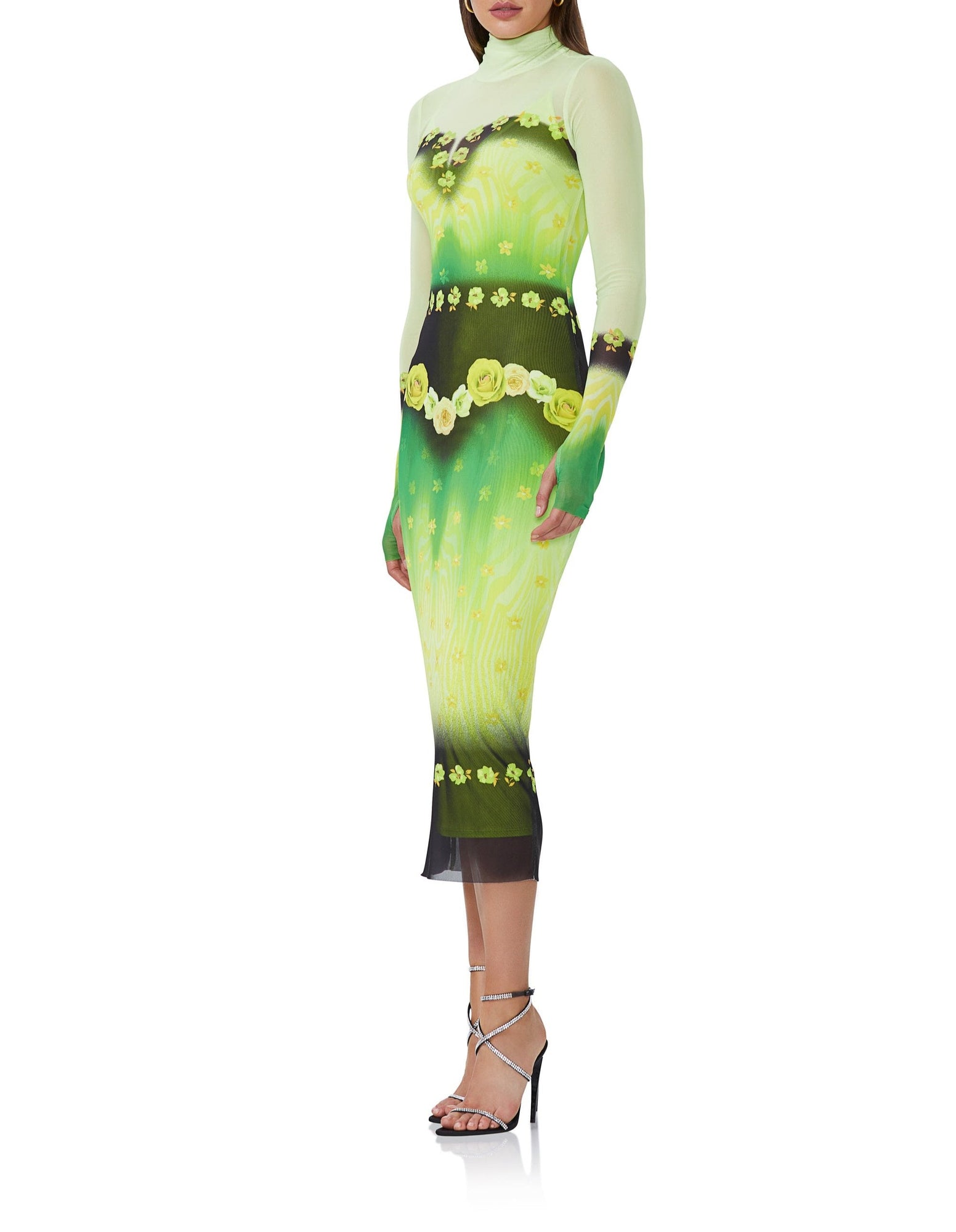 Shailene Dress | Lime Floral Placement