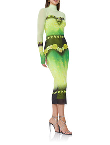 Shailene Dress | Lime Floral Placement