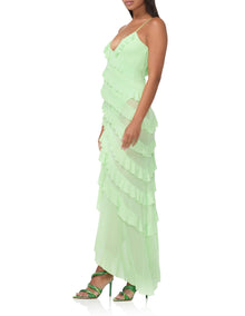 Vienna Ruffle Maxi Dress | Neon Mint