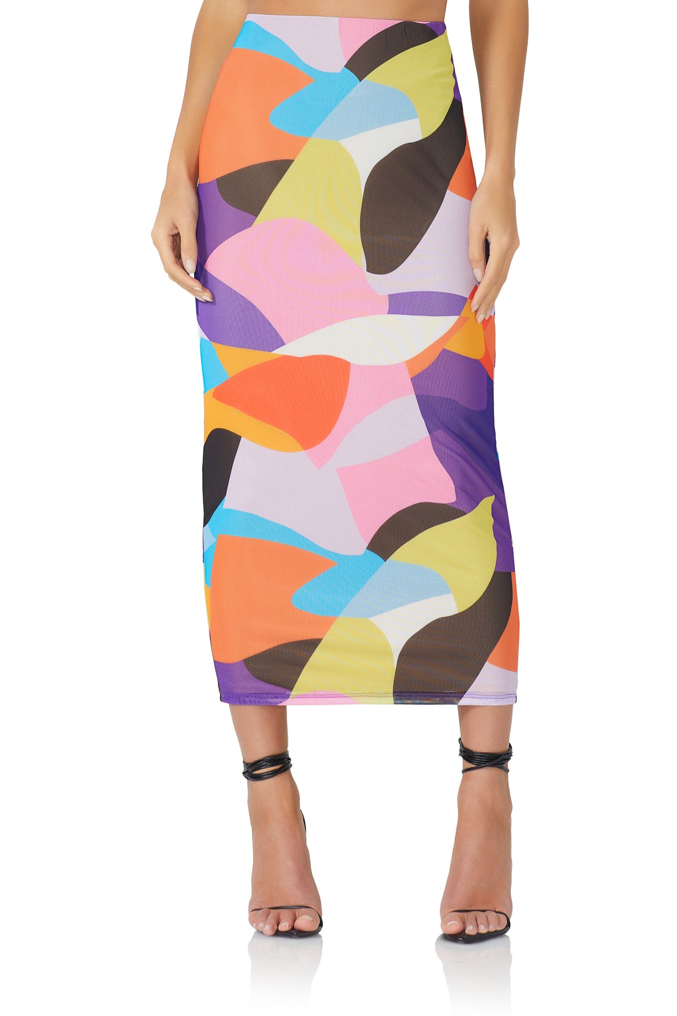 Abigal Midi Skirt | Abstract Color Block