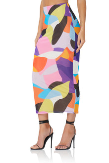 Abigal Midi Skirt | Abstract Color Block