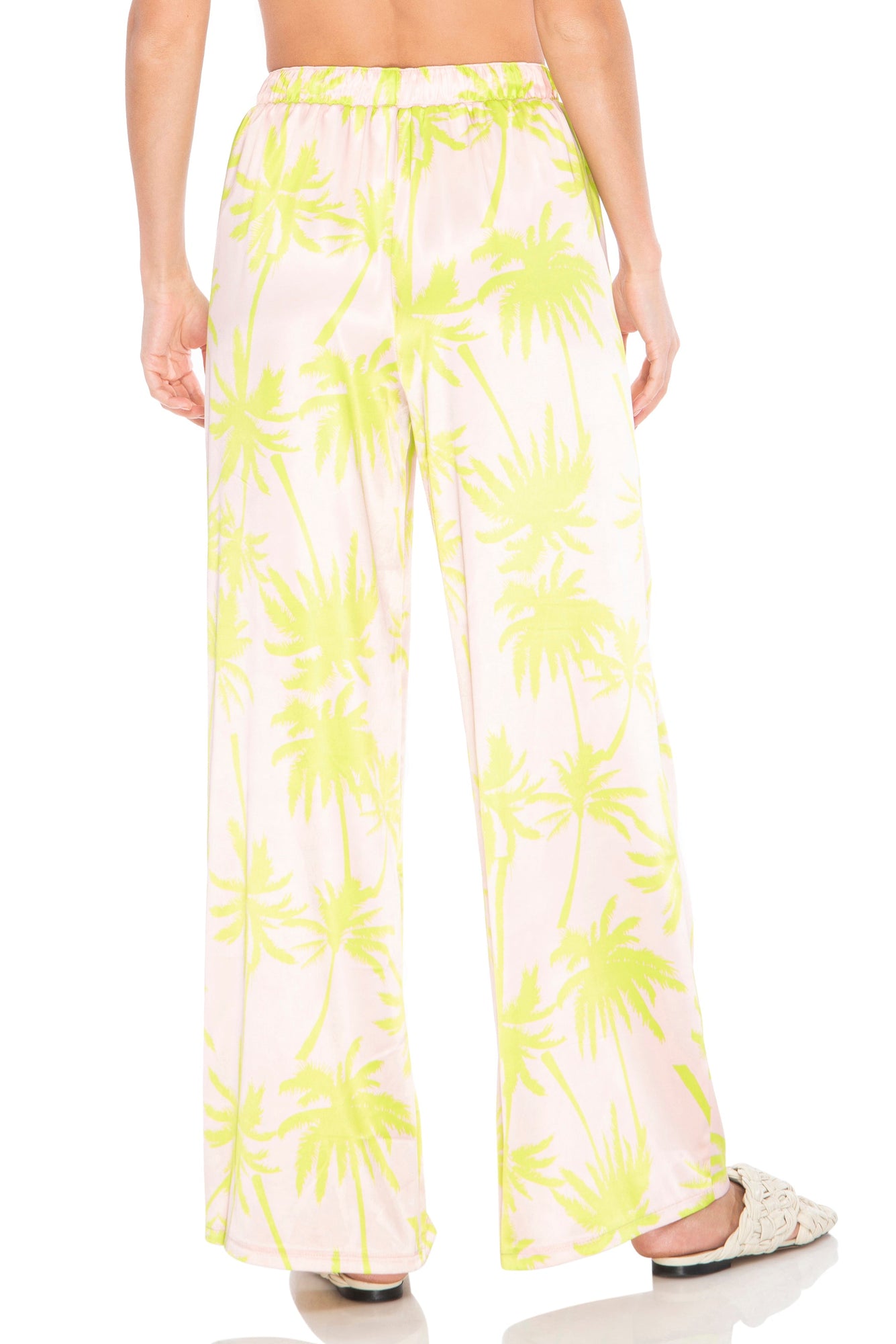 Calla Satin Pants | Blush Palmtree