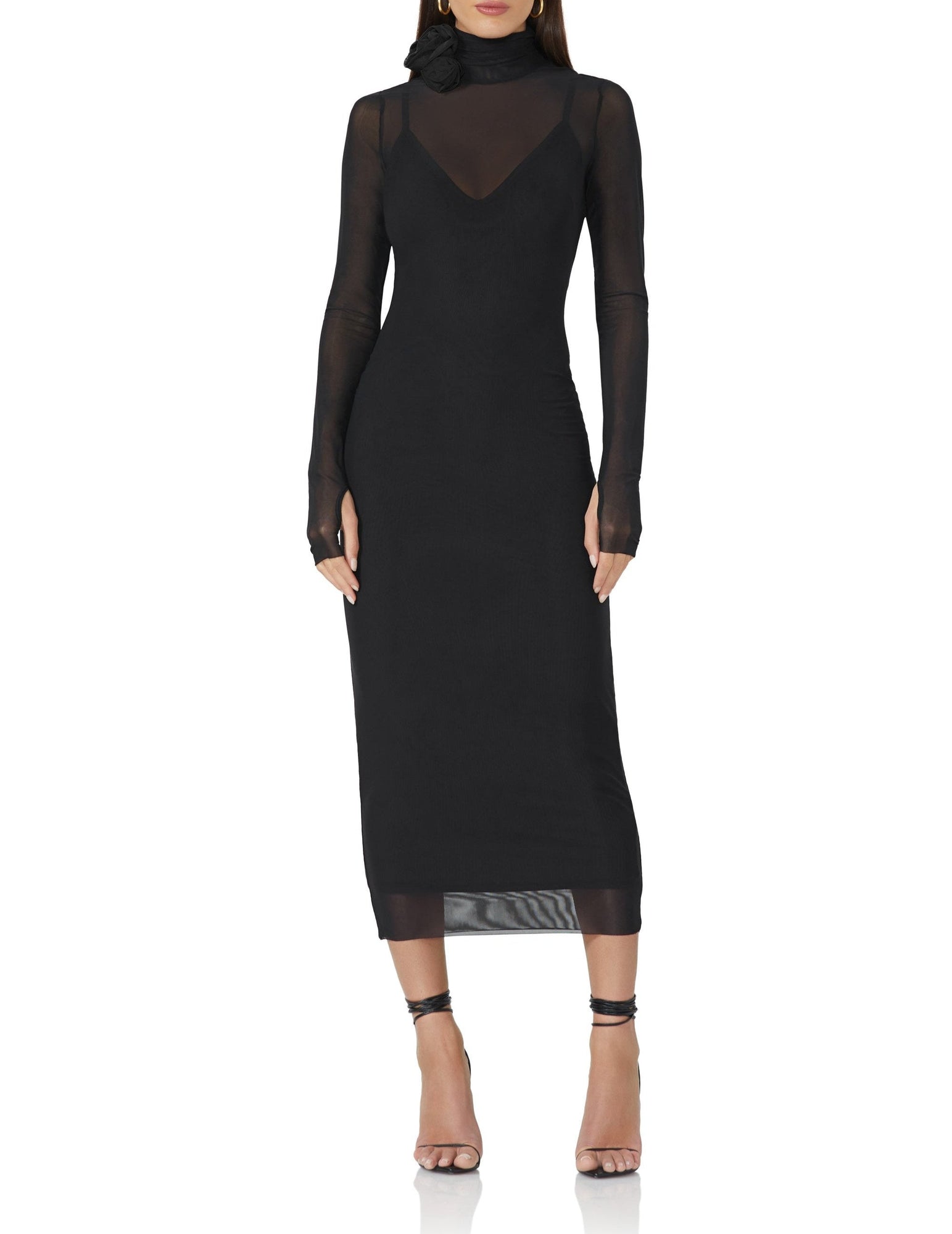 Shailene Rosette Dress | Noir