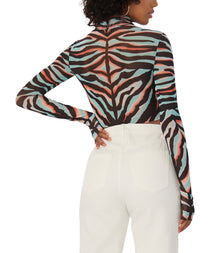 Micaela Crop Turtleneck  | Teal Zebra Placement