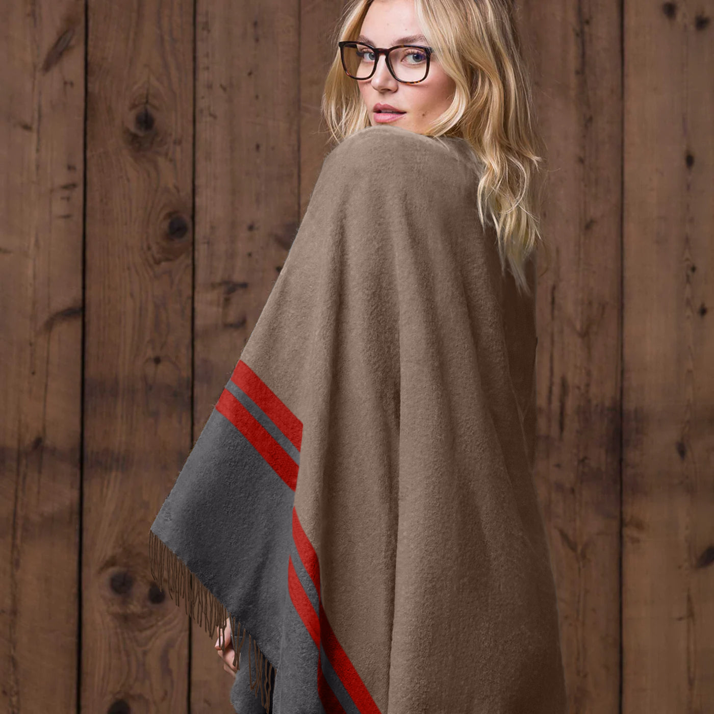 Unisex | Aspen Cape | Taupe / Dark Grey / Paprika