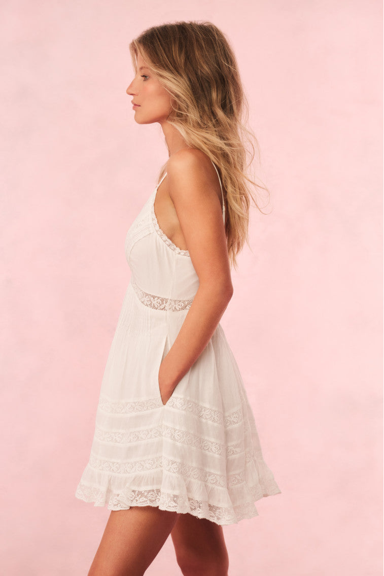 Alonna Cotton Lace-Trimmed Mini Dress | White
