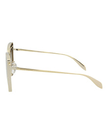 Alexander McQueen Cat Eye Metal Sunglasses | Gold