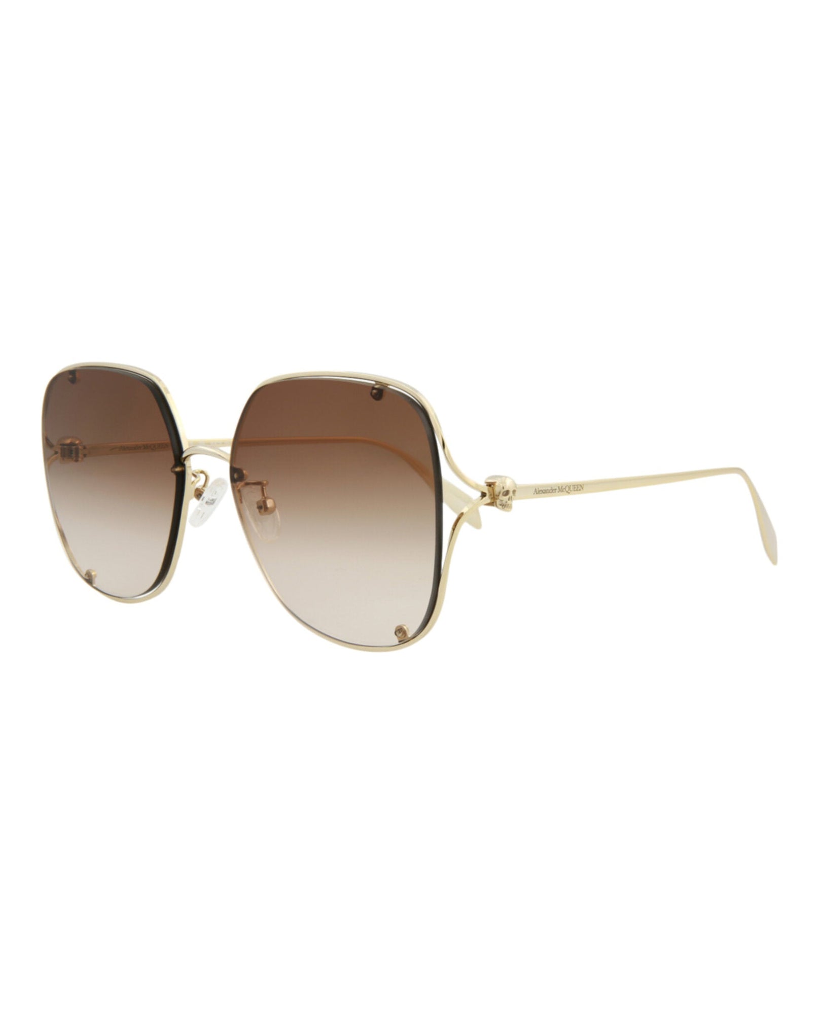 Alexander McQueen Square Metal Sunglasses | Gold