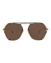 Alexander McQueen Aviator Metal Sunglasses | Gold