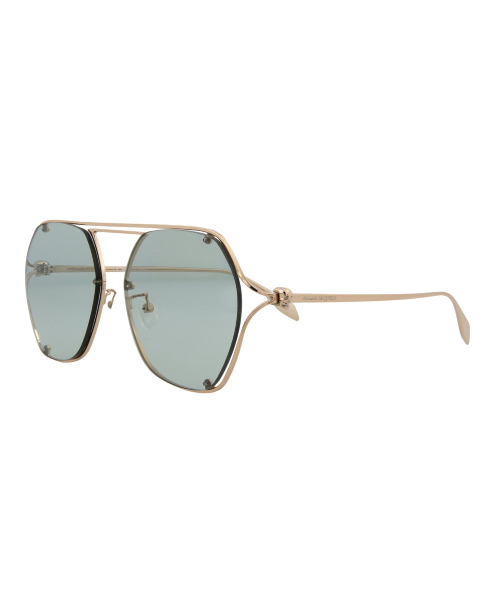 Alexander McQueen Aviator Metal Sunglasses | Gold