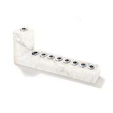 Brillante Menorah | Silver-Plated Stainless Steel | Italian Carrara Marble