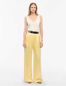 Women | Satin Pleated Trouser | Daffodil