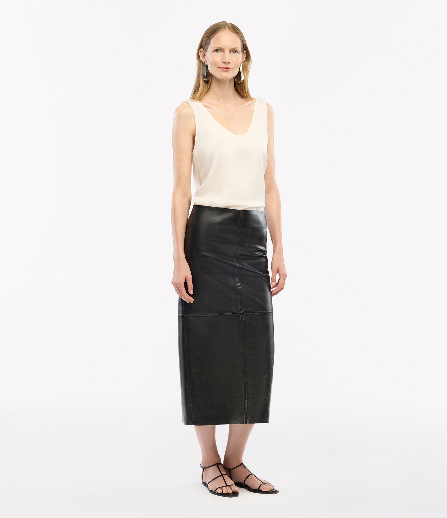 Another Tomorrow Seamed Pencil Skirt in Black – Bio Leather Women's Skirt