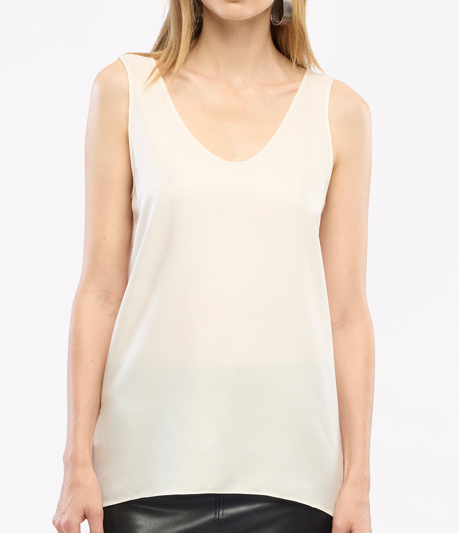 Another Tomorrow Silk Tank in White – Silk Women's Top