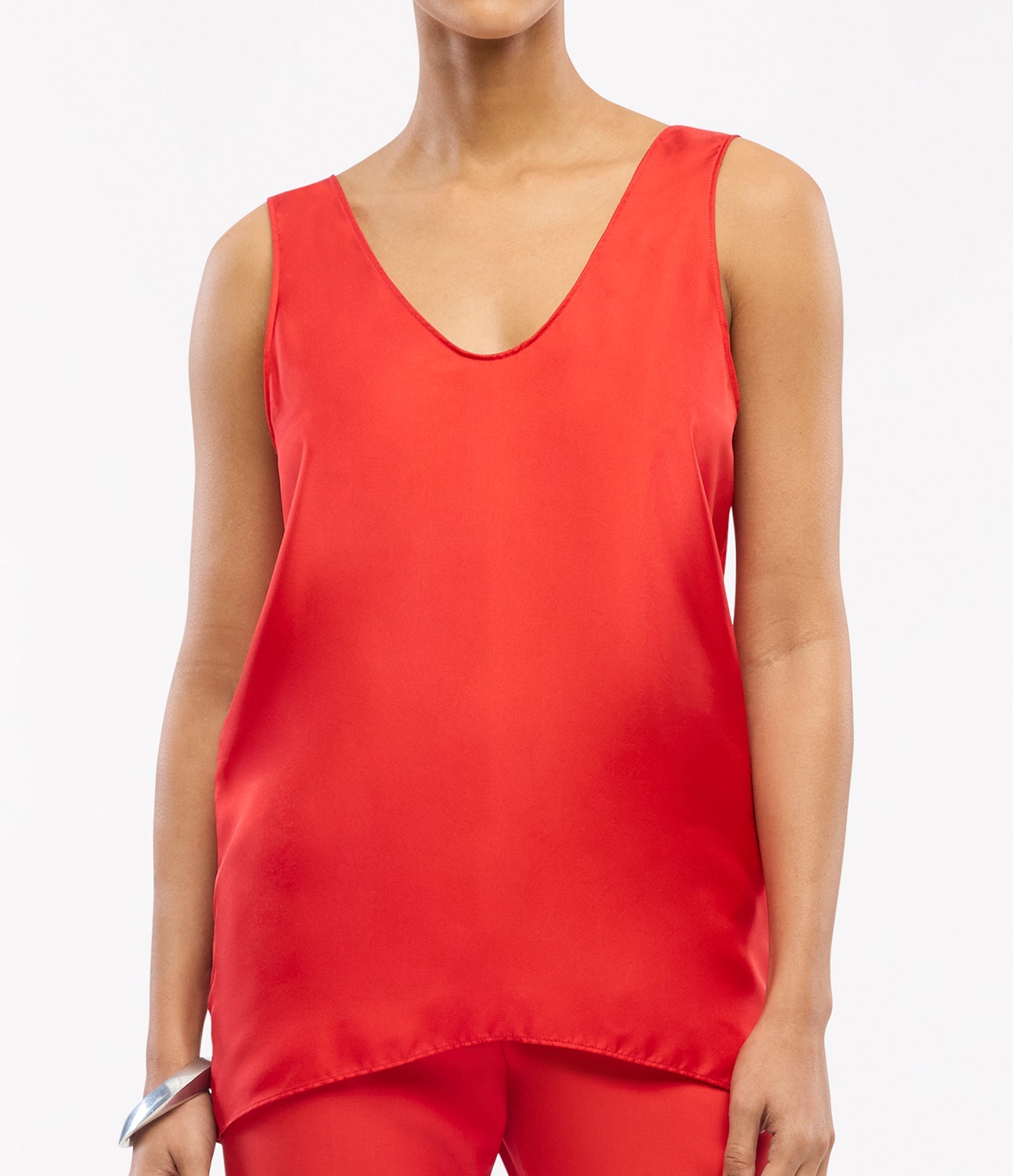 Another Tomorrow Silk Tank in Red – Silk Women's Top