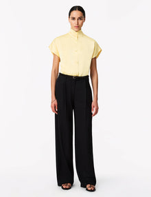 Women | Mock Neck Buttoned Top | Daffodil