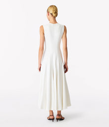 Another Tomorrow Panelled Flare Dress in White – Crêpe Women's Dress