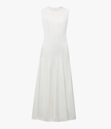 Another Tomorrow Panelled Flare Dress in White – Crêpe Women's Dress