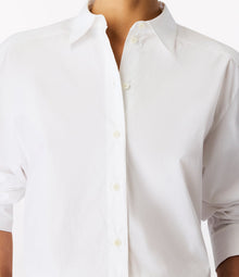Another Tomorrow Pleat Back Poplin Shirt in White – Cotton Women's Top