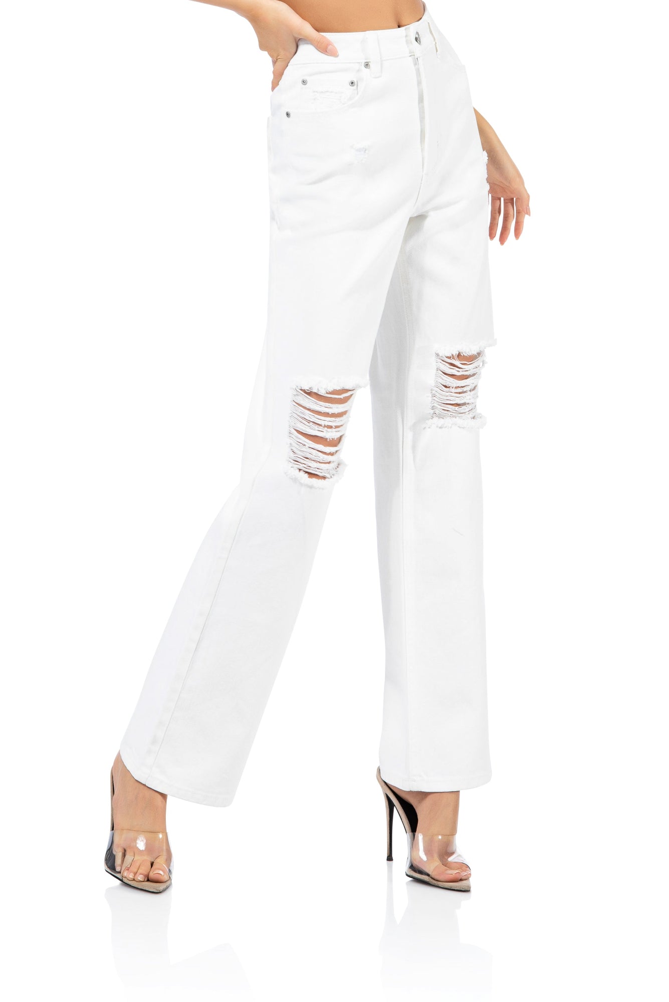 Oden High Rise Wide Leg Pant | Bright White