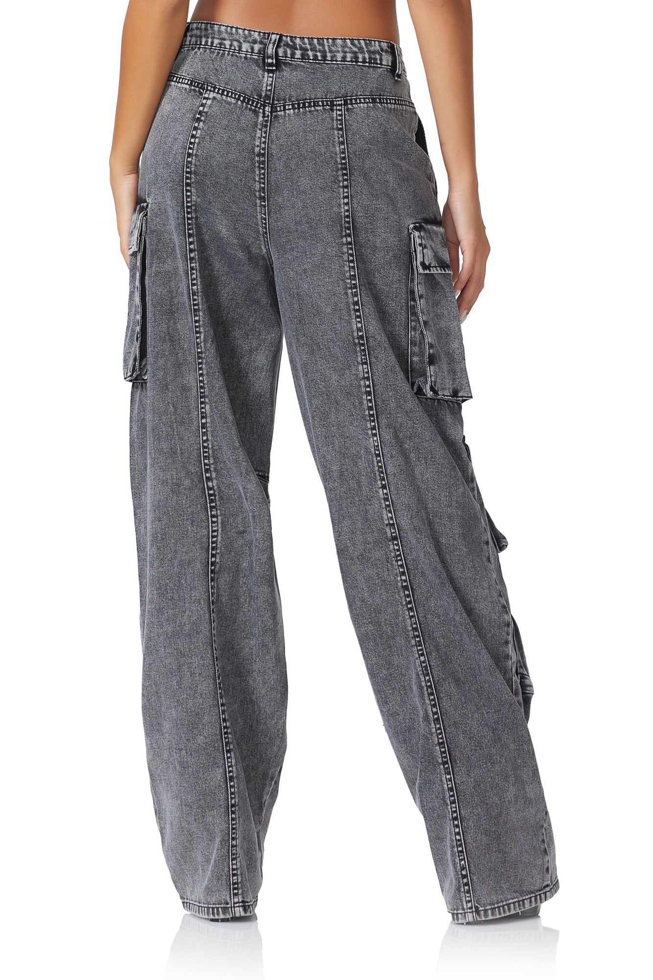 Parker Baggy Cargo Pant | Black Acid Wash