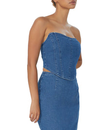 Bennett Corset Top | Royal Blue Wash